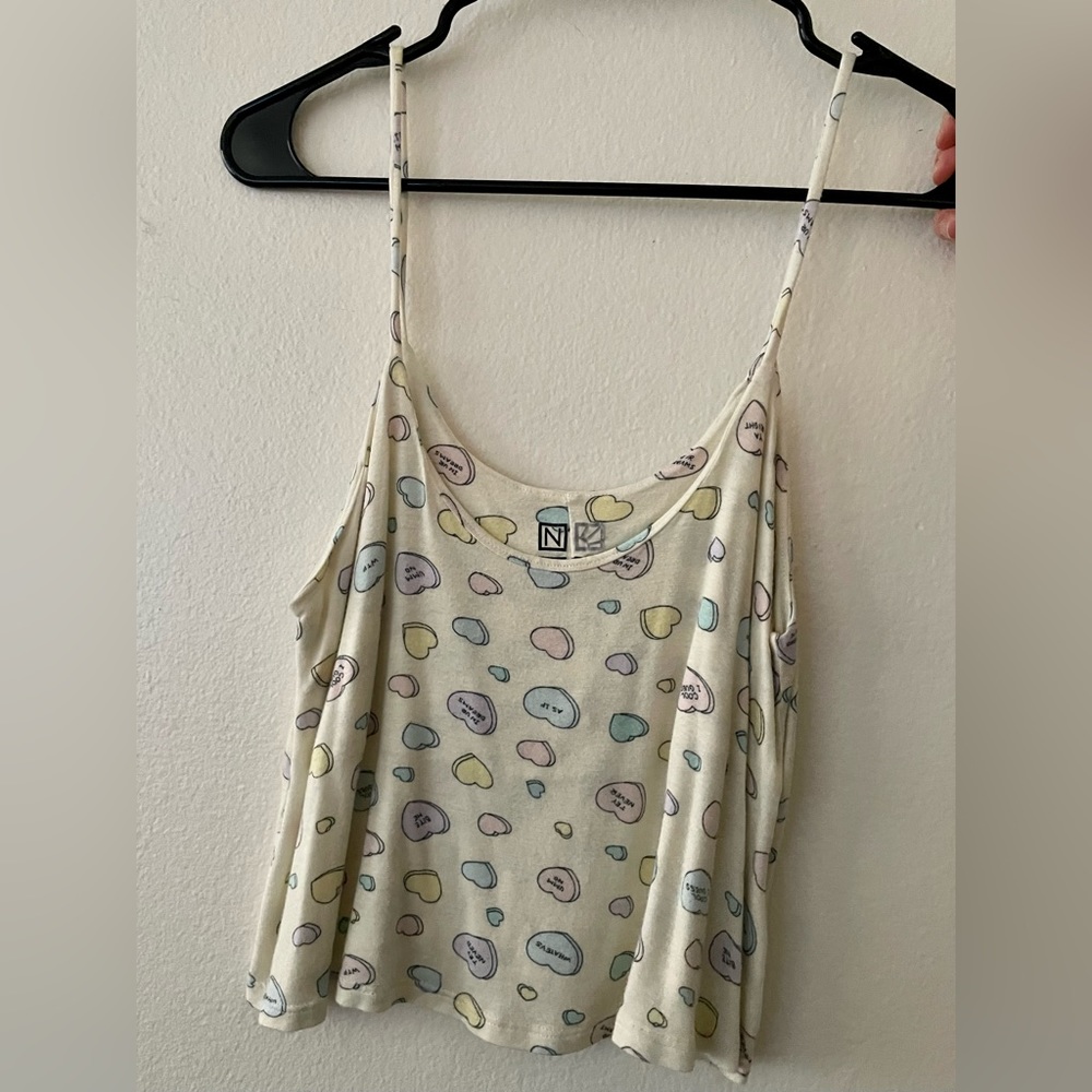 Pacsun Nollie Tank Top flowy valentines heart print, soft